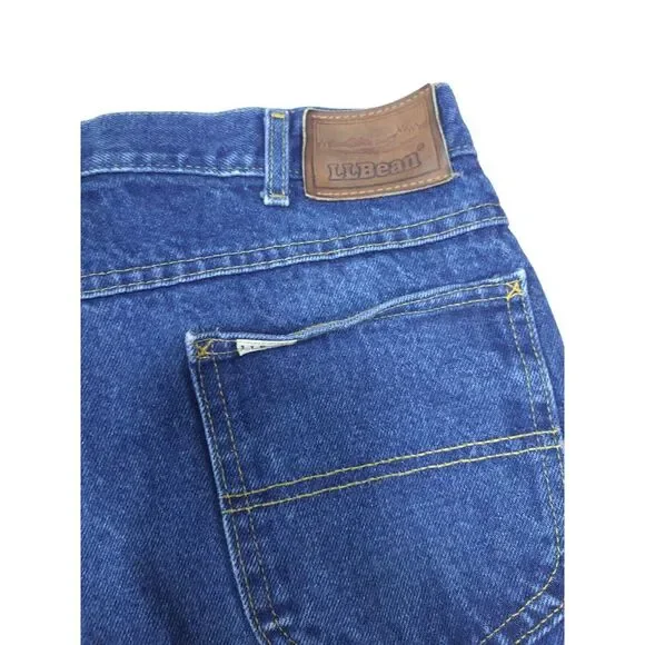 L.L. Bean Jeans‎ Mens 38×30 Vintage Blue Denim Flannel Lined Red Tartan Plaid